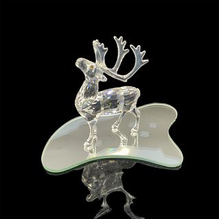 Swarovski Crystal Figurine, Reindeer + Mirror Base
