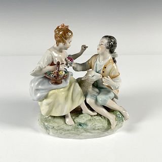 Unterweisbach Porcelain Figurine, Couple With Lamb
