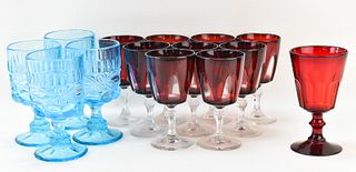 ASSORTED COLORED GLASS GOBLETS