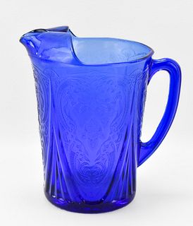 ROYAL LACE COBALT BLUE DEPRESSION GLASS PITCHER