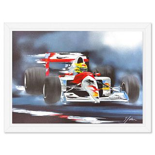 Victor Spahn, "Ayrton Senna" framed limited edition lithograph, hand signed with Certificate of Authenticity.