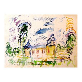 Wayne Ensrud "Chateau Olivier, Bordeaux, France" Watercolor Original Artwork; Hand Signed; COA