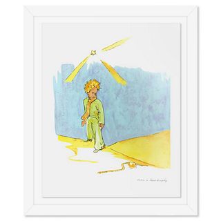 Antoine de Saint-Exupery 1900-1944 (After), "The Little Prince And The Snake at the Wall" Framed Limited Edition Lithograph with Certificate of Authen