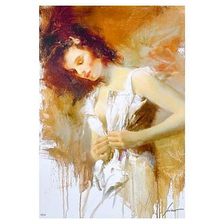 Pino (1939-2010) "White Camisole" Limited Edition on Canvas, Numbered 29/150 and Hand Signed with Certificate of Authenticity.