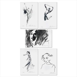 LeRoy Neiman (1921-2012), "Martha Graham 5 Piece Suite" Limited Edition Lithographs, Numbered 107/200 and Hand Signed with Letter of Authenticity.