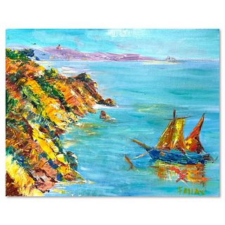 Elliot Fallas, "Magical Coast" Original Oil Painting on Canvas, Hand Signed with Letter of Authenticity.