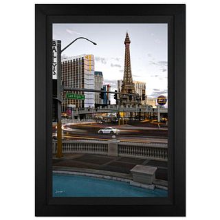 Jongas, "Retro Las Vegas" Framed Limited Edition on Canvas, Numbered and Hand Signed with Letter of Authenticity.
