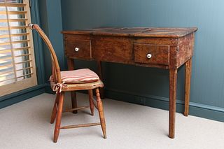 19th c. Primitive Flip Top Desk with Chair