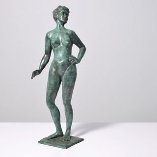 Bronze Sculpture Signed E. Gerstein, Nude Female Figure