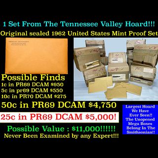 ***Auction Highlight*** Original sealed 1962 United States Mint Proof Set Tennessee Valley Hoard (Fc)