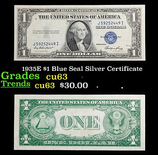 1935E $1 Blue Seal Silver Certificate Grades Select CU
