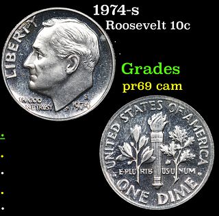 Proof 1974-s Roosevelt Dime 10c Grades GEM++ Proof Cameo