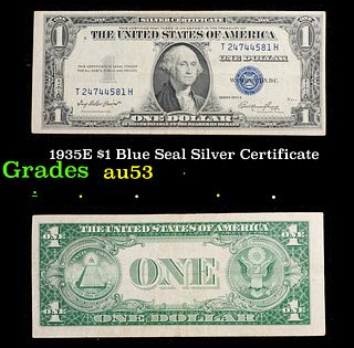 1935E $1 Blue Seal Silver Certificate Grades Select AU