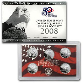 2008 United States Quarters Silver Proof Set - 5 pc set  