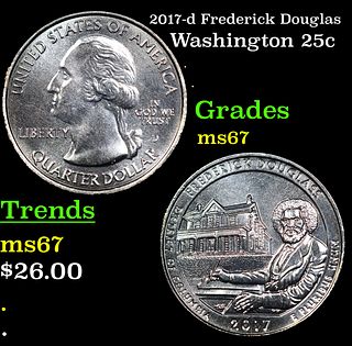 2017-d Frederick Douglas Washington Quarter 25c Grades GEM++ Unc