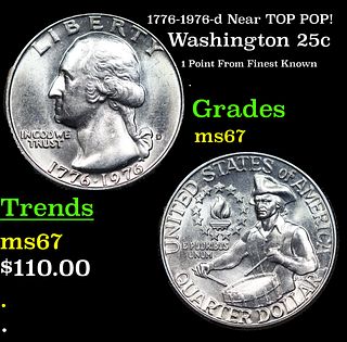 1776-1976-d Washington Quarter Near TOP POP! 25c Grades GEM++ Unc
