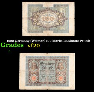 1920 Germany (Weimar) 100 Marks Banknote P# 69b Grades vf, very fine