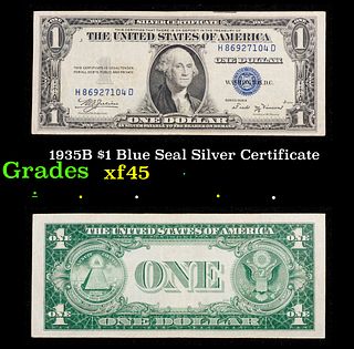 1935B $1 Blue Seal Silver Certificate Grades xf+