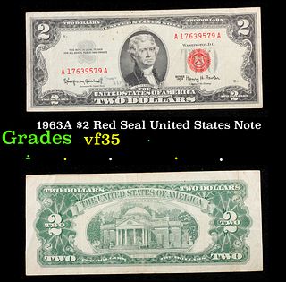 1963A $2 Red Seal United States Note Grades vf++