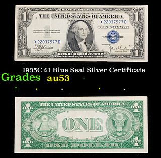1935C $1 Blue Seal Silver Certificate Grades Select AU