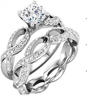 Decadence Sterling SIlver Rhodium 6mm Round Cut Infinity Engagement Set Size 8