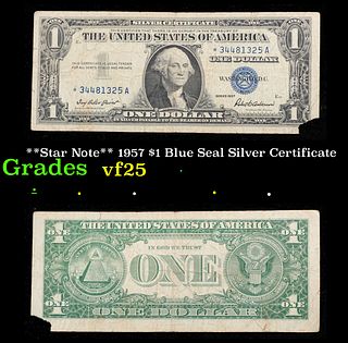 **Star Note** 1957 $1 Blue Seal Silver Certificate Grades vf+