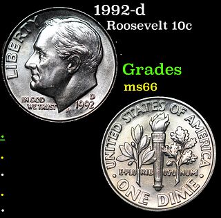 1992-d Roosevelt Dime 10c Grades GEM+ Unc