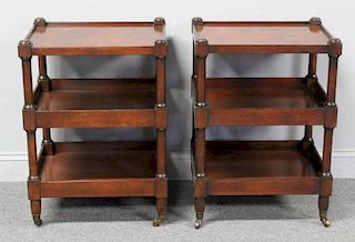 BAKER. Pair of Two Tier Mahogany What Not Shelves.