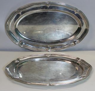 SILVER. Two Spanish 916/000 Silver Serving Trays.