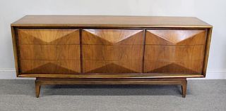 Midcentury Sculpted Front Sideboard Cabinet.