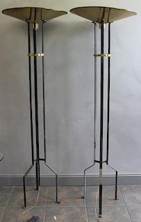 Midcentury/ Deco Style Floor Lamps with Brass