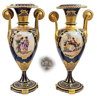 Pair Of Late 19th C. Royal Vienna Style Vases