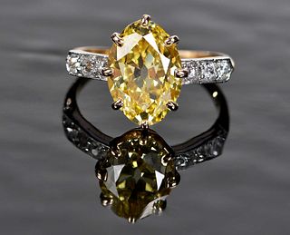 Tiffany & Co. 3.52ct. Fancy Vivid Yellow Diamond Ring - GIA