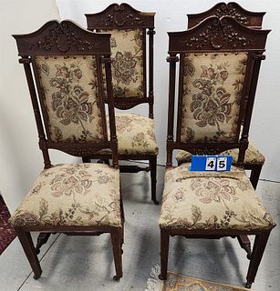 Set 8 Oak Dining Chairs 44 3/4"H X 19"W X 15 1/2"D