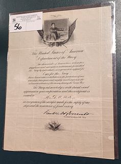 Document Sgnd By Franklin D. Roosevelt Assistant Secretary Of The Navy