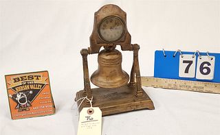 Metal Souvenir Liberty Bell Bank Desk Clock- For The Sesqui Centennial International Expo Phil 1926 10"H X 7"W X 4 1/2"D
