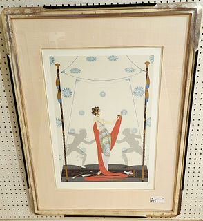 Framed Pencil Sgnd Erte Seriograph The Duel 72/300 From Circle Gallery 27 1/2" X 20"