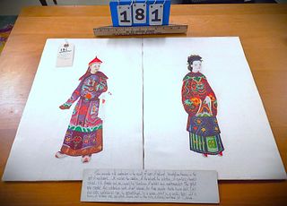 Pr Chinese Embroiderie On Silk Emperor + Empress