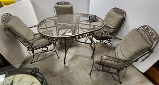 Wrought Patio Table 4'6" X 38" W/ 4 Chairs