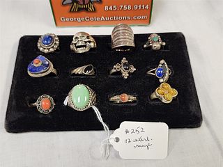 Lot 12 Sterl Rings 1.99 Ozt