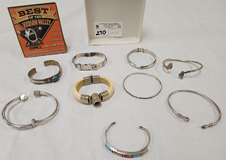 Lot Sterl, Bracelets And Bangles 4.90 Ozt Weight Does Not Include The Bone Bangle