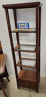Wooden 3 Tier 1 Drawer Stand W/ Bevelled Glass Shelves 62"H X 17 1/2"W X 11"D