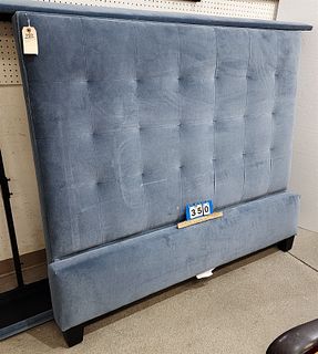 Mitchell Gold Blue Velvet Uphols Bed 55"H X 64"W Queen 