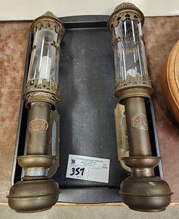 Tray Pr G.N.R. Brass Oil Lamp Sconces 14"H X 2 3/4"W X 3 1/2"D