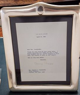 Framed White House 1988 Letter Sgnd By Nancy Reagan 