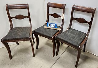 Set 3 Conant Ball Mahog Horsehair Woven Seat Side Chairs
