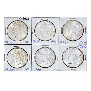 1926-S Unc. Silver Peace Dollars [6 Coins]