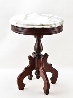 MARBLE & MAHOGANY ROUND ACCENT TABLE