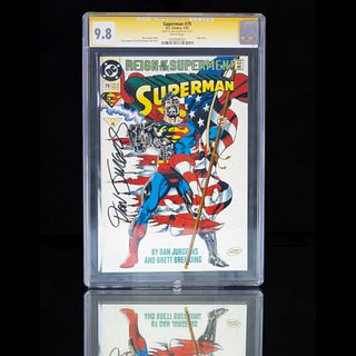 Super Man #79. Firmado por Dan Jurgens.  Flag cover. Calificación 9.8. Editor D.C. Comics.  Año de Emisión 1993.