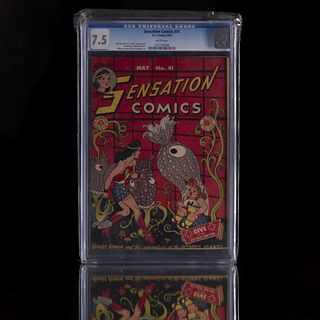 Sensation Comics #41.  Calificación 7.5.  Editor DC Marvel. Año de emisión 1945.  Número de certificado CGC 1221105006.